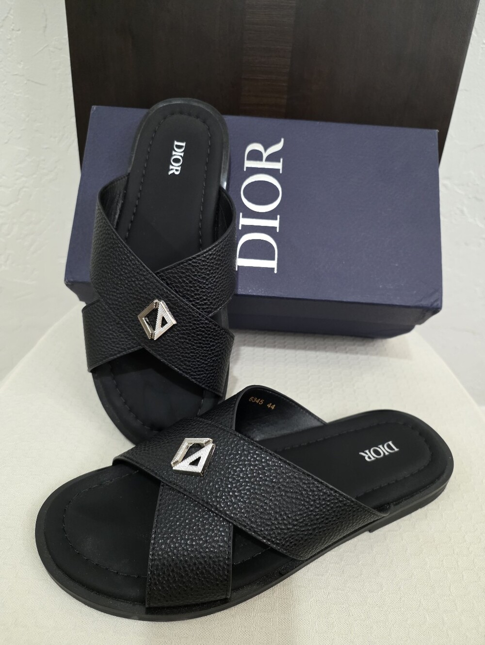 Dior Black Cross-Strap Slide Sandals
